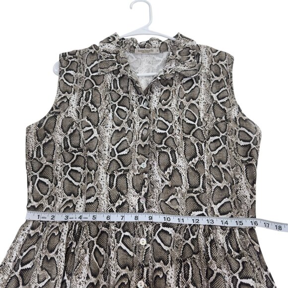Laura Bianchi Women Sleeveless Snake Print Button-Up Dress SZ M 100% Linen - Picture 6 of 11